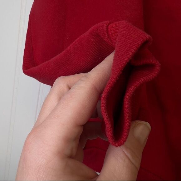 Vintage 90s Top Stitch Red Christmas Cat Kitten Plaid Mock Neck Sweatshirt M - Picture 9 of 11